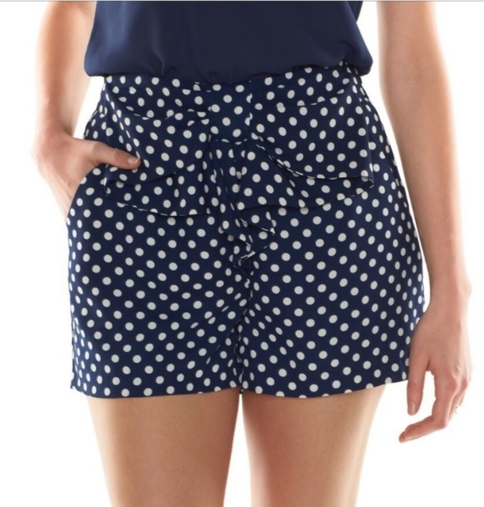 NWOT LaurenConrad Disney Navy Polka Dot Bow Shorts